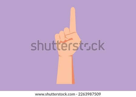 Cartoon flat style drawing symbol of victory or champion. Number one hand count. Learn to count numbers. Hand gesture of number one. Education for children concept. Graphic design vector illustration