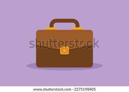Character flat drawing leather briefcase male business bag. Work suitcase. Office case. Portfolio document. Finance handbag template, logotype, label, sticker, card. Cartoon design vector illustration