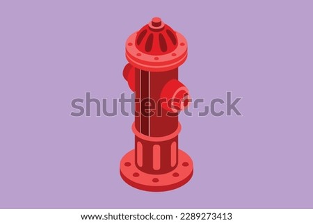 Character flat drawing hydrant on side of road used for preventive measures in the event of a fire in building. Tool used by firefighters for extinguishing flames. Cartoon design vector illustration