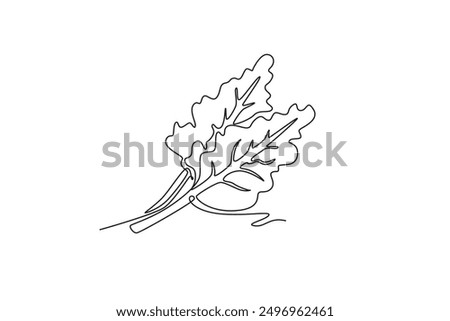 Single continuous line drawing whole healthy organic raw swiss chard for farming logo identity. Fresh green leafy concept for vegetable icon. Dynamic one line draw graphic design vector illustration