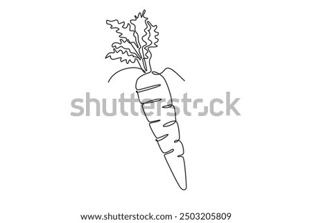 Single continuous line drawing of whole healthy organic carrots heap for groceries logo identity. Fresh biennial plant concept for root vegetable icon. One line draw graphic design vector illustration