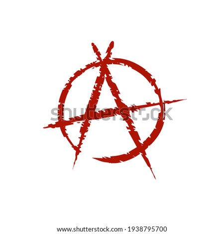 Anarchy. Letter A in the circle. A symbol of chaos and rebellion. Red brush icon.