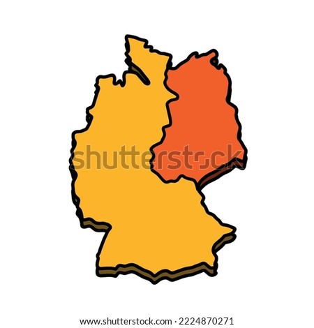 West and East Germany. Historical border of European state in national colors of flag