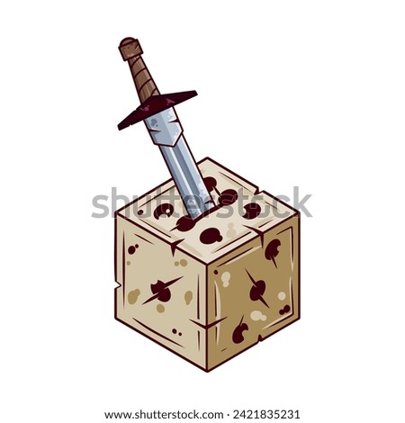 Dice d6 for playing tabletop board game. Cartoon outline drawn illustration. Fantasy art sticker