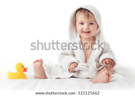 Similar – Image, Stock Photo Little blonde sweet girl is noodles with tomato sauce and smears her face with red sauce with her hand, she holds the small spoon in her hand, over a bowl and looks curiously into the camera, at home in the apartment.