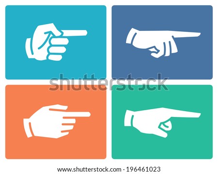 Pointing hand flat icons