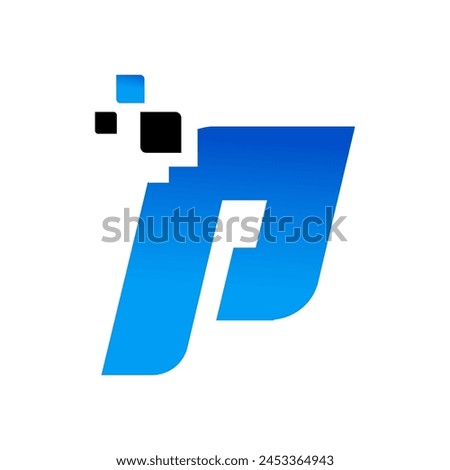  P tech logo vector design illustration