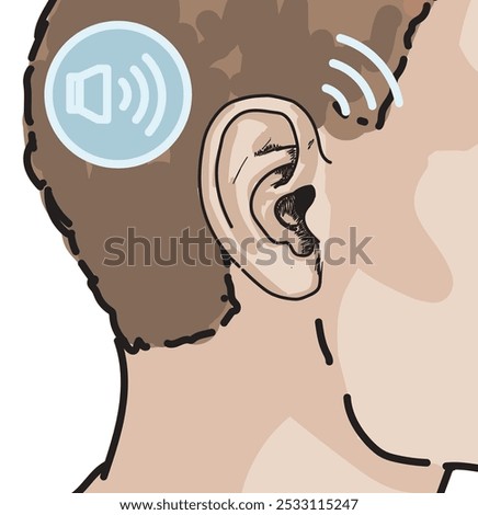 hearing problems illustration symbols icon no sound man ear icon 