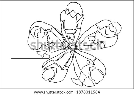 
Continuous line drawing company of people, top view, holding hands circle. The concept of agreement, alignment, teamwork, support.