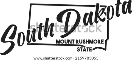 South Dakota vector silhouette. Nickname Mount Rushmore State. Hand-drawn illustration map of the USA territory. Image for US poster, banner, print, decor, United States of America card, t-shirt