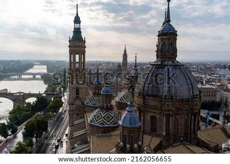 Basílica de Nuestra Senora del Pilar in Zaragoza, areal view Foto stock © 