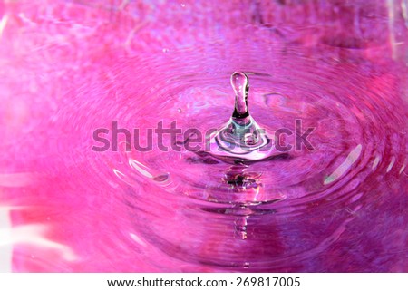 pink water reflection and water drop for background