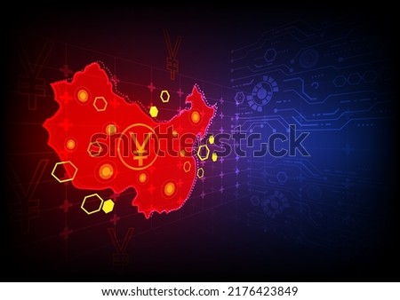 Network technology and China map.China map trade war economy conflict tax business finance money.stock market,money.exchange,business,crisis,money,Vector modern technology and financial concept.