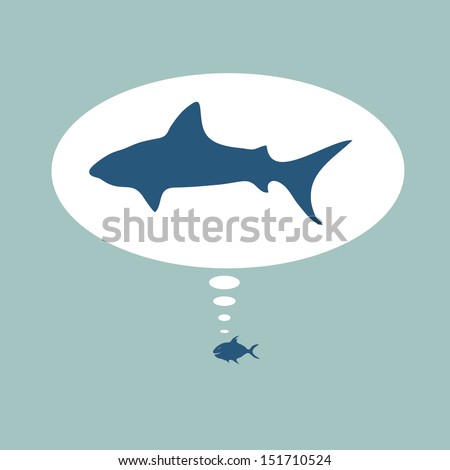 Small fish thinking to be big shark , eps10 vector