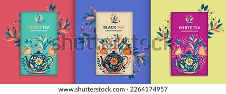 Colorful tea packaging design. Vector ornament template. Elegant, classic elements. Great for food, drink and other package types. Can be used for background and wallpaper.