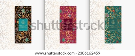 Luxury packaging design of chocolate bars. Vintage vector ornament template. Elegant, classic elements. Great for food, drink and other package types. Can be used for background and wallpaper.