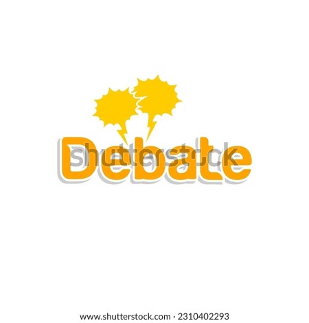 DEBATE Wordmark Logo - 2 balloon communication as symbol of Debate, fused in the word.