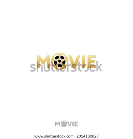 MOVIE Wordmark Logo - letter O become a movie film roll symbol.