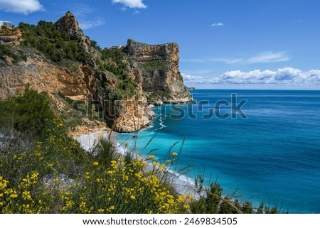 Similar – Image, Stock Photo Rocky cliffs near wavy ocean in sunlight