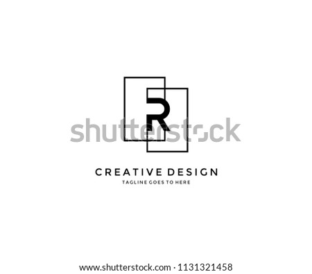 R Letter Line Shape Square Vector Icon