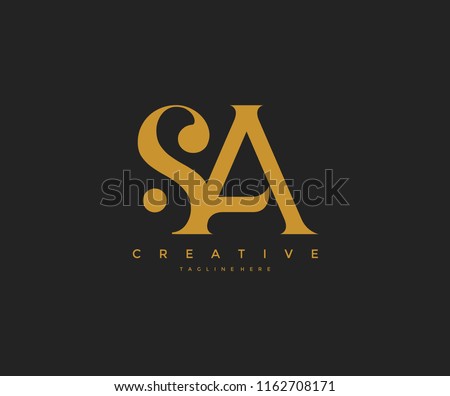 Elegant SA Letter Linked Monogram Logo Design Stok fotoğraf © 