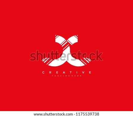 Logo Abstract Letter CC Striped Vector