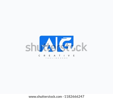 Letter AG Isolated Abstract Blue Rectangle Square Minimal Modern Logo