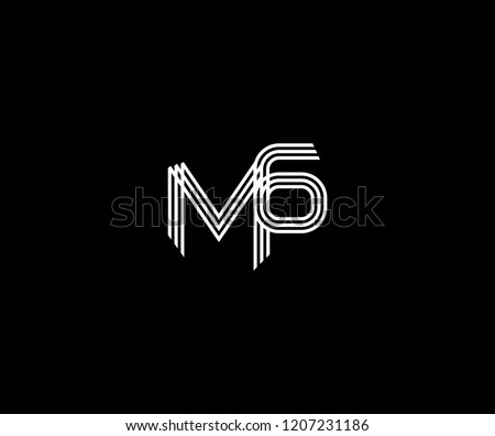 Linked Letter M6 Linear Stripe Monogram Modern Logo Illustration