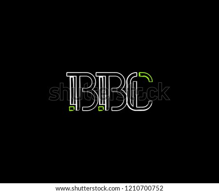 Initial Letter BBC Linear Grunge Brush Stroke Modern Logotype