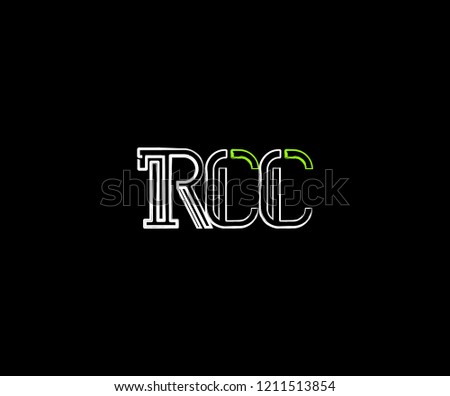 Initial Letter RCC Linear Grunge Brush Stroke Modern Logotype