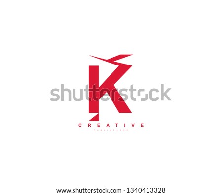 Initial Letter K Abstract Modern Futuristic Sharp Stylish Red Color Logo Stock fotó © 