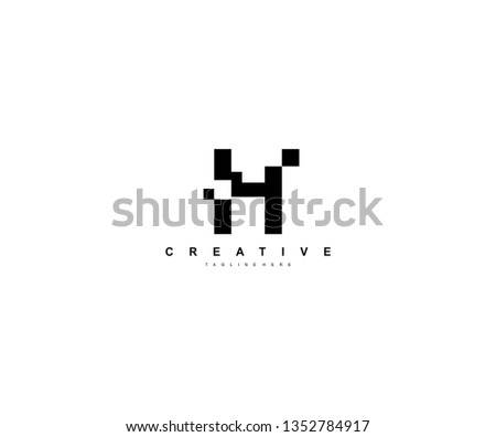 Initial Letter H Abstract Pixel Square Art Minimalist Logo Foto stock © 