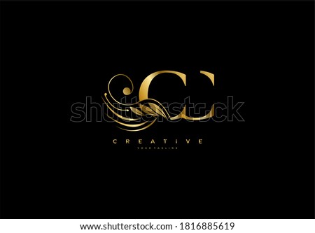 Initial CC letter luxury beauty flourishes ornament golden monogram logo