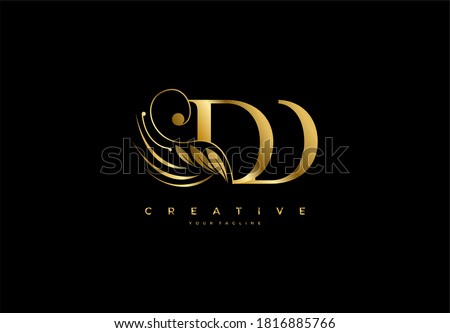 Initial DD letter luxury beauty flourishes ornament golden monogram logo