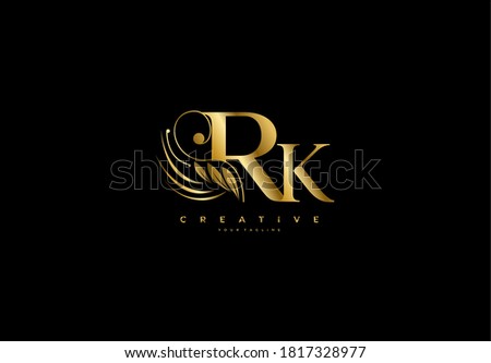 Initial RK letter luxury beauty flourishes ornament golden monogram logo Stok fotoğraf © 