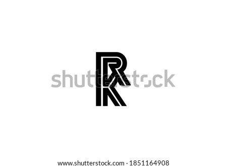 typography letter RK linked linear monogram design logo