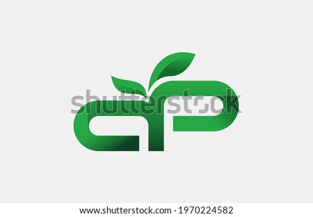 LETTER AP GREEN LEAF LOGO Imagine de stoc © 