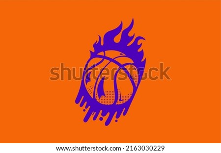 Basketball Speed Art Style with Flame Modern Vector Design