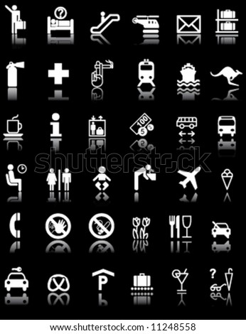 Airport and Hotel Signs Symbols in Black light