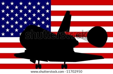 US Flag with spaceshuttle