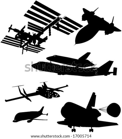airplane spaceshuttle rocket collection vector