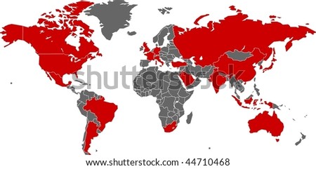 G20 Nations on world map in vector art