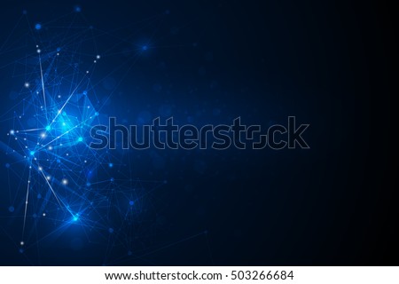 Abstract futuristic - Molecules technology with linear and polygonal pattern shapes on dark blue background. Illustration Vector design digital technology concept
