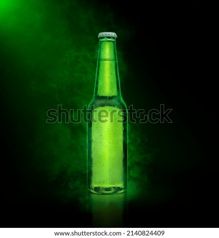 Similar – Image, Stock Photo Green Beer bottle with drops of dew condensation alcohol