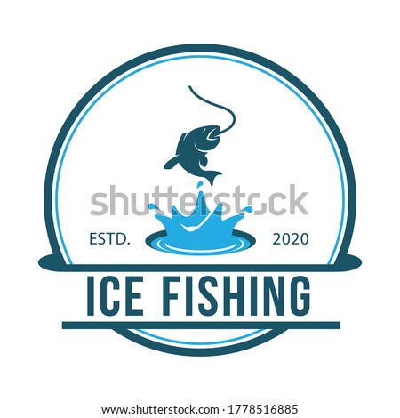 ice fishing, fishing company logo, vector emblem