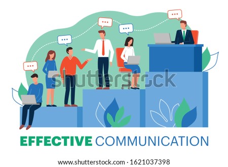 This colorful illustration shows effective vertical communication within a team