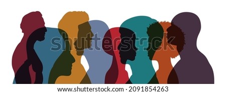 This colorful image illustrates a group of multiethnic and multicultural citizens