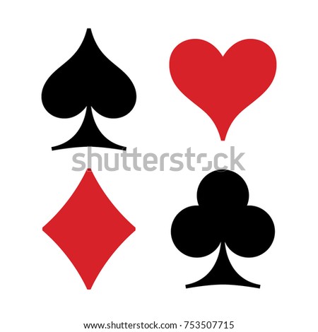 Playing cards suits isolated on white background. Vector illustration.