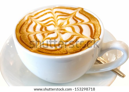 Cappuccino coffee drink with clipping path isolated on white