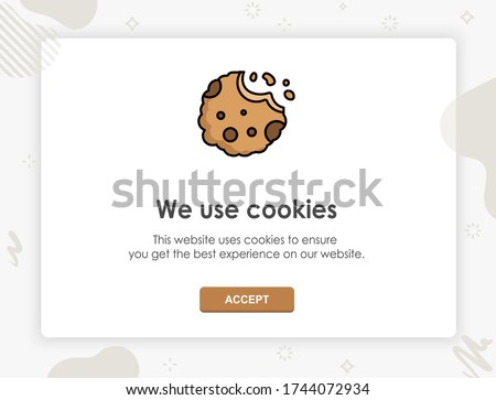 Internet web pop up for cookie policy notification. This website uses cookies. Flat design modern vector illustration concept.